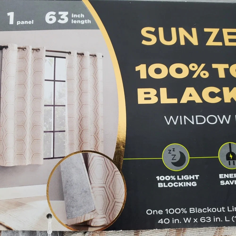 Sun Zero Brevick‎ Taupe 100% Total Blackout Grommet Window Panel 40x63 1 Panel